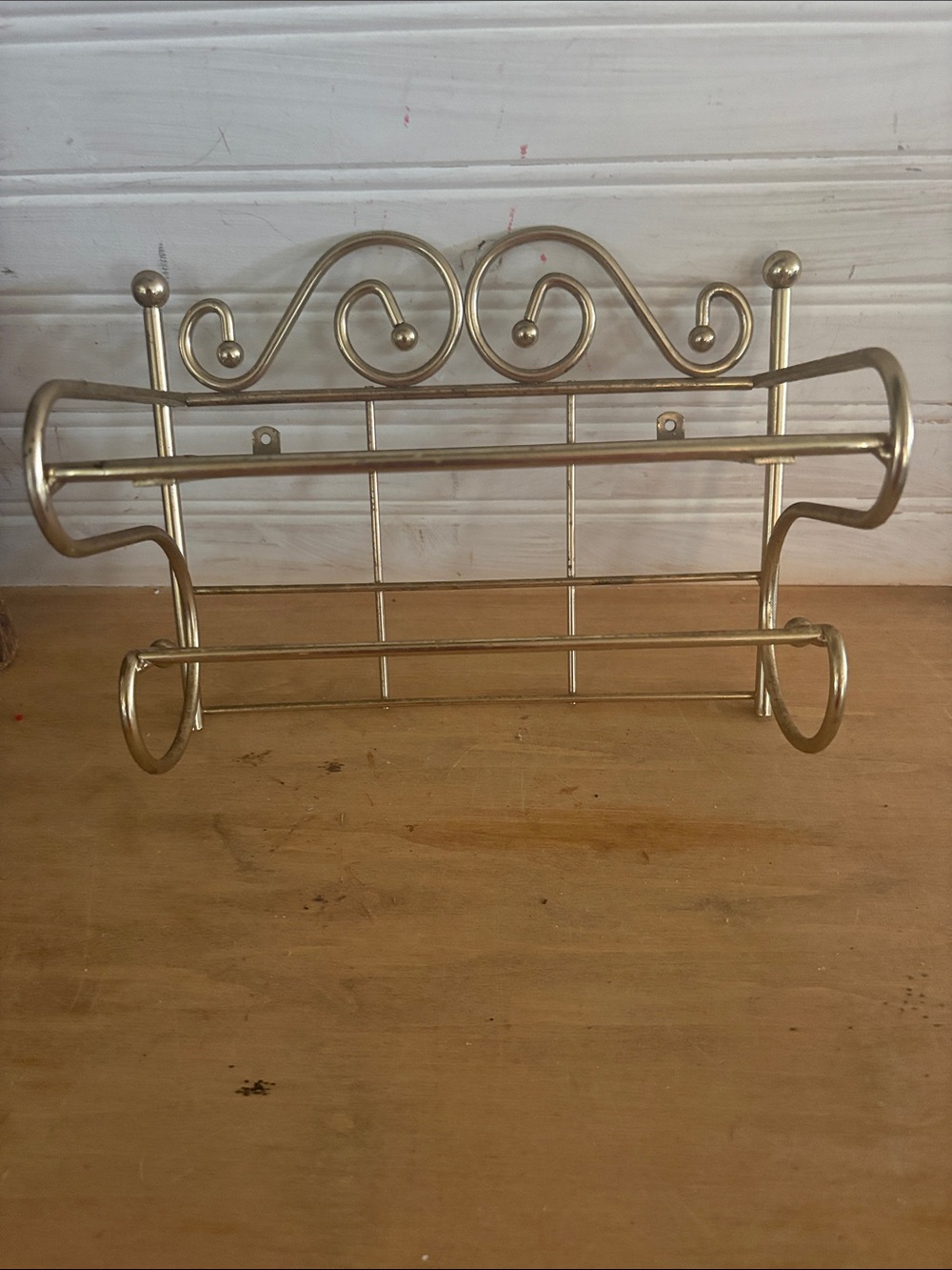 Brass-Tone Decorative Wall Towel Holder